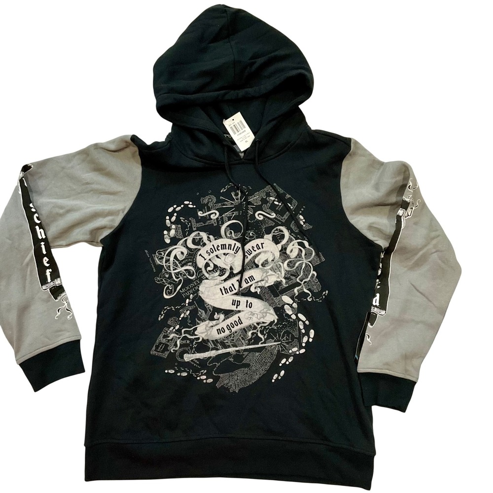 NWT Harry Potter Hot Topic Marauders Map Hoodie XL Colorblock Mischief Managed
